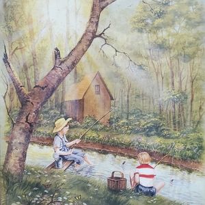 Vintage R. Adair Framed Lithograph Print Art